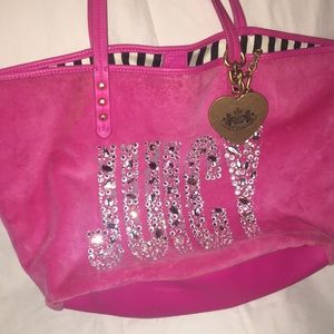 Juicy couture pink bling tote with keychain